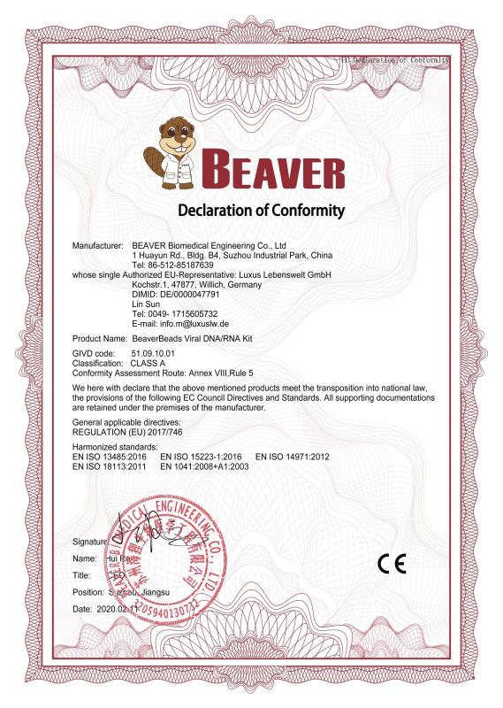 CE - BEAVER Biomedical Engineering Co., LTD.