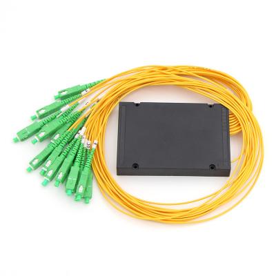 China SC /apc or UPC 1x2 1X4 1X8 1X16 1X32 1X64 Cassette type fiber optic splitter G657A1 1x64 mikro pac coupler networking pvc mikro pac fiber patch cord manufacturing PLC splitter for sale