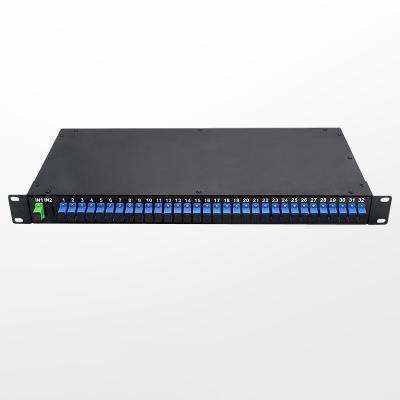 China 1x32 Telecommunication Rack Mount PLC SC/UPC 19 inch Passive Fiber Optic Splitter 1x2 1x4 1x8 1x16 1x64 1x128 for sale