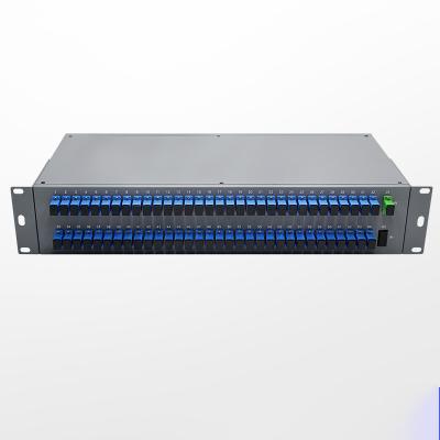 China Telecommunication 1x2 Rack Mounted PLC 19 Inch Passive Fiber Optic Splitter 1x2 1x4 1x8 1x16 1x32 1x64 1x128 for sale