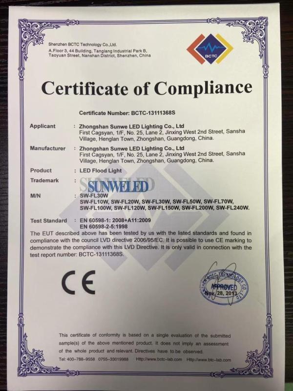 CE - Zhongshan Sunwe LED Lighting Co., Ltd.