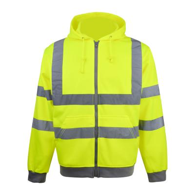 China Hi Force ZUJA Reflective High Visibility Yellow Fleece Safety Hoodie Sweatshirt For Men for sale