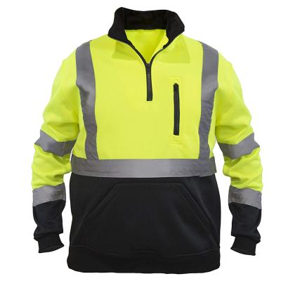 China Yellow&Black 1/4 Reflective Zipper Pocket Top Jackets Chest Visibility ZUJA Safety Sweater for sale