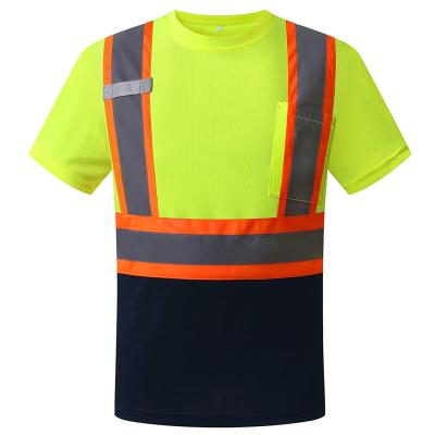 China ZUJA Breathable Cross Back Reflective Tape Vis Safety Reflective Shirts Men Workwear Tops for sale