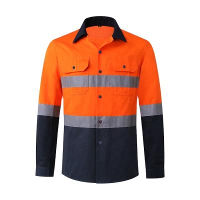 China Hi Force ZUJA Factory Custom 100% Cotton Safety Shirt Orange Hi Vis Reflective Clothing Safety Workwear Uniforms for sale