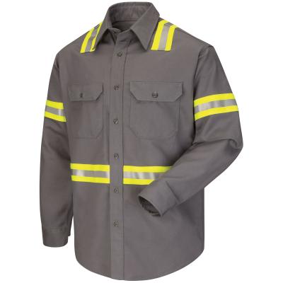 China Men's Work Shirt ZUJA OEM Engineer Cotton Work Shirt Hi Vis Safety Shirts Reflective Workwear for sale