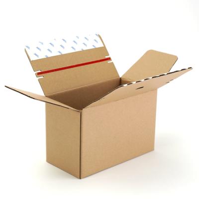 China Disposable small corrugated kraft paper box packaging cajas de carton packing box packing self seal shipping carton box for sale