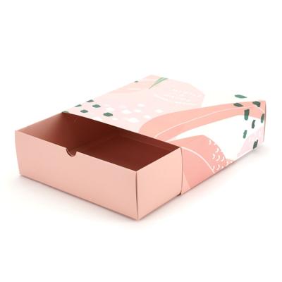 China Disposable eco pink logo open rose logo style large sliding eyelash box slide eyelash packaging square box with drawer for sale