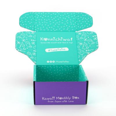 China Biodegradable printed purple green skincare packaging custom eco disposable shipping carton corrugated shipping box for sale