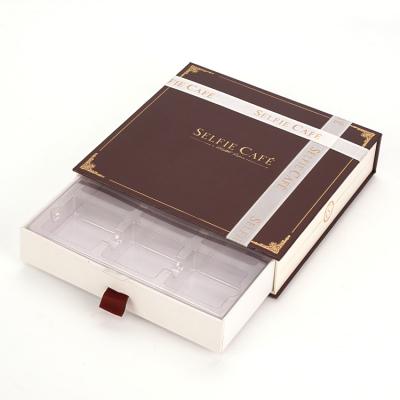 China Recycled Materials Custom Rigid Luxury Rigid Cardboard Drawer Gift Box Magnetic Chocolate Packaging Box With Ribbon for sale