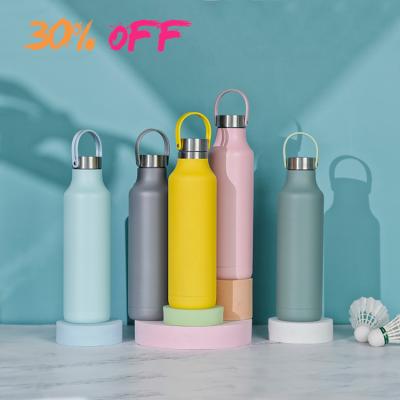 China 30% Sustainable Ready To Ship Drop Insulated Stainless Steel Handle Blank Water Bottle 20oz Double Color Free Wall Customized for sale