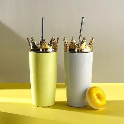 China New Viable Queen Lid Copper Coating Straw Lid Stainless Steel Beer Drinks Milktea Beer Mug for sale