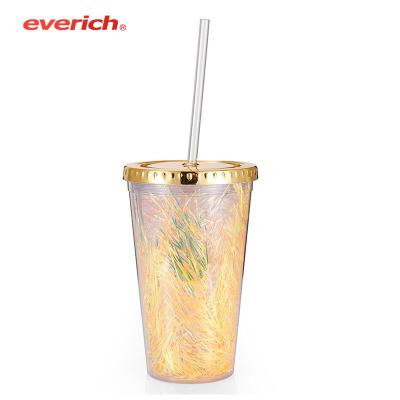 China Sustainable plastic tumbler with lid and straw for sale