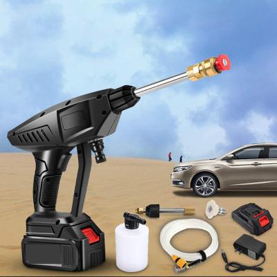 China 30bar Car Cleaner 25V Rechargeable Battery Power Cordless Portable Car Wash Machine Cordless High Pressure Washer Gun With Foam Generator for sale