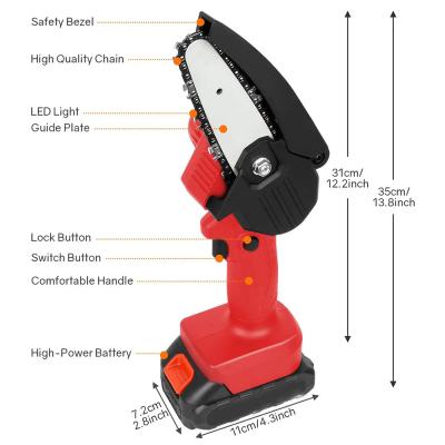 China 4 Inch Cordless Mini Battery Chainsaw Anti-Skid Portable Electric Chainsaw With Brushless Motor for sale