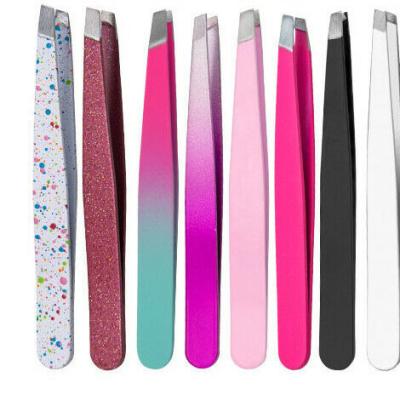 China China Wholesale Design Easy Use Color Coated Custom Eyebrow Tweezers Set With Glitter for sale