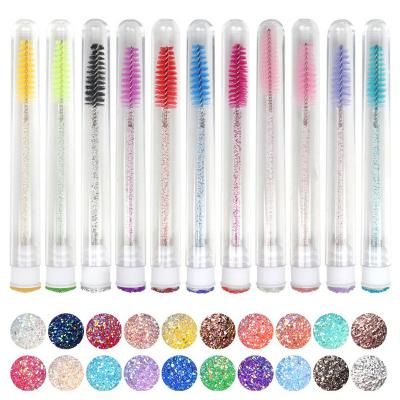 China New Design High Grade Eyelash/Eyebrow Wicking Spoolies Cute Blue Eyelash Cleaning Disposable Brush Tube Handmade Eyelash Brush Wand for sale