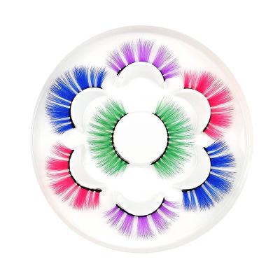 China Multi Color Options Faux Mink 3d Mink Lashes 25mm Private Label Colored Shaft Black Red Green Pink Lashes Multi Colored Cotton Lashes for sale