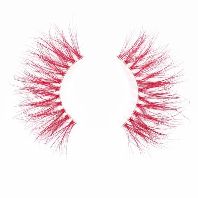 China Multi color options wholesale big discount Mink Strips Colored Ends Fluffy colored 3d Mink Lash Colorful Eyelashes for sale