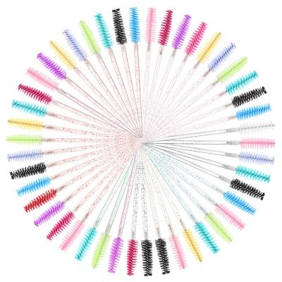 China Personal/Wedding Photography Glitter Plastic Handle For Eyelash Extension Crystal Mascara Wand Eyelashes Brush Customized for sale