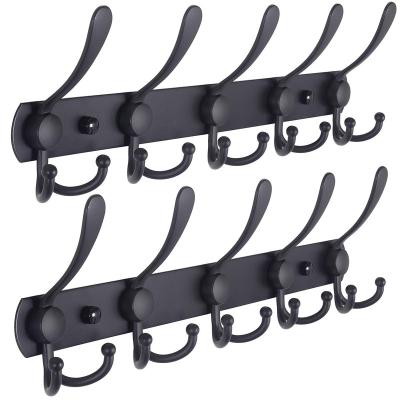 China Heavy Duty Stainless Steel Metal Coat Hook Rail Tri Hooks Workable For Coat Hat Towel Purse Long Robes Mudroom Bathroom Entrance for sale