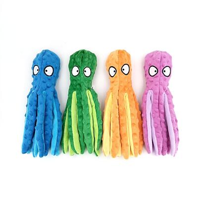 China Stocked Pet Toys 8 Leg Octopus Soft Plush Stuffed Dog Toys Outdoor Play Dogs Interactive Squeaky Sounder Sounding Chew Tooth Paper Toy for sale