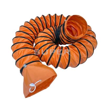 China Fire Resistant Orange Spiral Fireproof Orange Spiral Compressible Flexible Color PVC Air Duct Hose For Air Smoke Dust Exhausting for sale