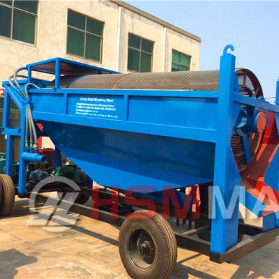 China Alluvial Mobile Gold Washing HSM Sand Rock Placer Gold Trommel Washing Machine Plant for sale