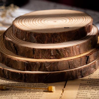 China Handmade DIY Round Pieces of Wooden Pine Log Painting Ring Solid Wood Craft Coaster Annual Kindergarten Wooden Decoration for sale