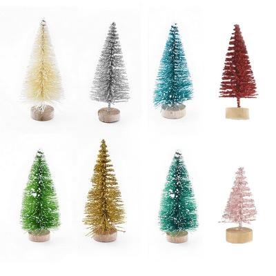 China Mini Christmas Tree 24pcs Happy New Year' small pine tree Mini Christmas Children Gift Home desk decor for sale