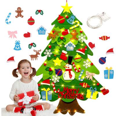 China DIY Felt Christmas Tree, DIY Christmas Tree with LED String Lights for Kids Christmas Gifts Christmas Decor New Year Party Supplies for sale