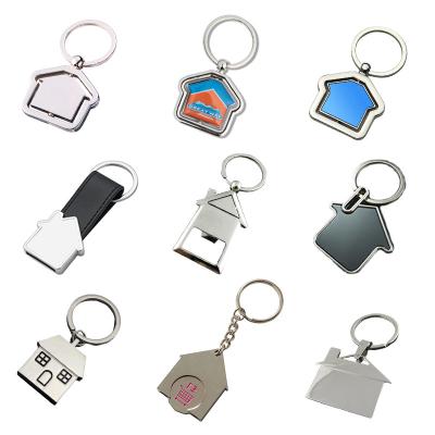 China Custom Various Shape Promotional Metal Logo Blank Keyring Keychain House Shape Key Chain Custom for sale