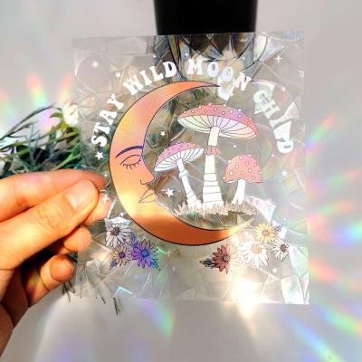 China Waterpoof Manufacturer Decorative Sticker Custom Logo Printing Custom Rainbow Suncatcher Hologram Sticker for sale