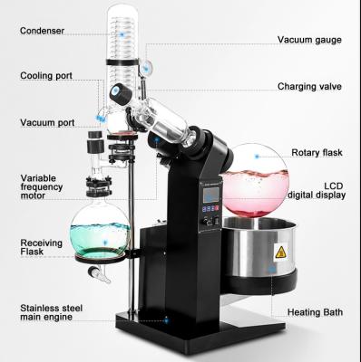 China food & Electric vacuum buchi laboratory beverage plant 10L lift rotary evaporator with refrigerator and vacuum pump price for sale