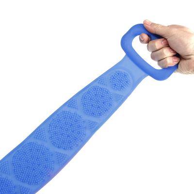 China Child Safe Silicone Pull Out Band Bath Towel Long Rubbing Towel Double Sided Strong Shower for sale