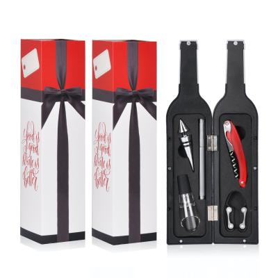 China 5 PCs Wine Gift Set 5 PCs Wine Gift Set Wine Bottle Corkscrew Opener Cork Aerator Pourer Foil Cutter for sale