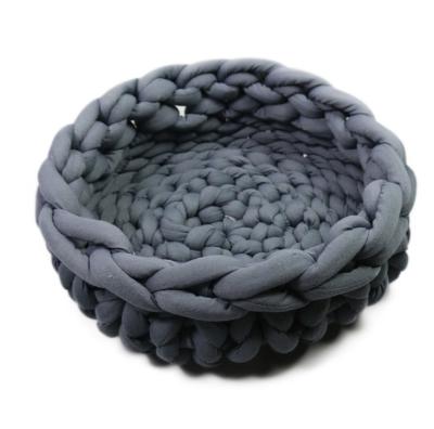 China Sustainable New Design Solid Warm Soft Knitting Woven Washable Dog Cat Pet Bed for sale