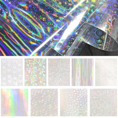 China 30x135cm Clear Rainbow Iridescent Mirror Waterproof Laser Clear PVC Film PVC Vinyl Material For Bows Jewelry Bags Making for sale