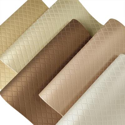 China Wholesale Abrasion-Resistant Diamond Plaid Embossed Synthetic PU Leather Vinyl Quilted Sheet Material For Car Seat Mattress Making for sale