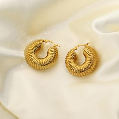 China Stainless Steel TRENDY Earrings Fashion Circle Water Tube Shape Shiny Gold Plated Circle Earrings Wholesale for sale