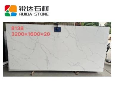 China Scratch Resistance / High Temperature Resistance RUIDA STONE Calacatta White Artificial Quartz Stone Slab Countertops For Kitchen Rectangle Table for sale