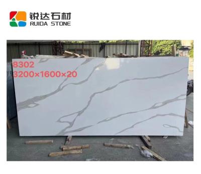 China Scratch Resistance / High Temperature Calacatta STONE Quartz Stone Factory Wholesale Resistance RUIDA Slab 93% Natural White For Vanity for sale