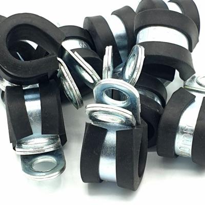 China Unique Hot Sale High Temperature Rubber Coated P-Clips Design High Torque Resistance Metal Pipe Clamp for sale