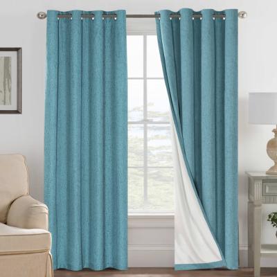 China American Blue Blackout Blackout Style Blackout Style Grommet Thermal Insulated Curtain With 2 Panels for sale