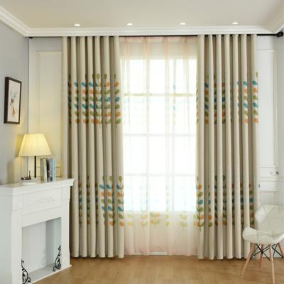 China Blackout Pastoral Style Printed Grass Plant Blackout Window Curtain String For Living Room Bedroom for sale