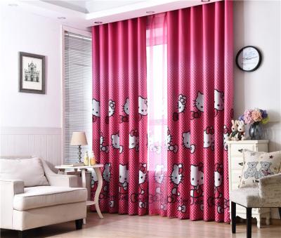 China Blackout Hello Blackout Cartoons Blackout Window Curtain Bestselling Pink Kitty Printed Kids Room Curtain Design for sale