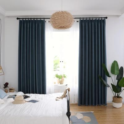 China Blackout Solid Color Blackout Thermal Insulated Linen Curtain Good Cheap Ready Linen Curtains Opposite For Living Room Bedroom for sale