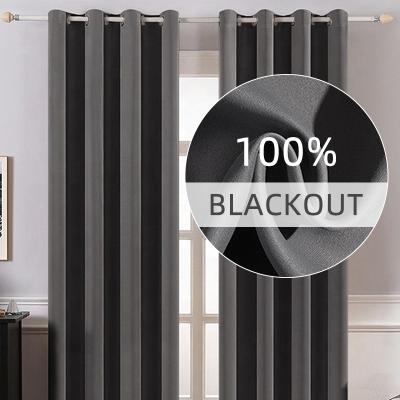 China Hot Selling Blackout Amazon Thermal Insulated Cortinas Blackout Curtains With Grommet Ring For Bedroom, 52 x 84 Inches, Gray for sale