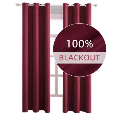 China Blackout Solid Color Light Weight Full Blocking Drapes 100% Flat Thermal Blackout Curtain Window Hotel Office Curtain Panel for sale