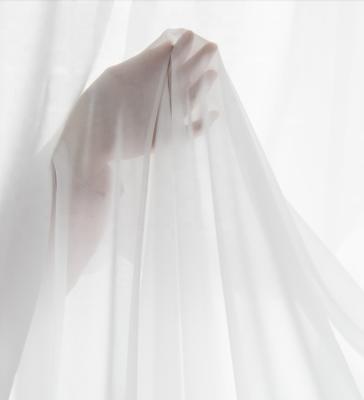 China Factory Supply Soft Sheer Smooth Chiffon Fabric Insulated White Curtain Voile Fabric For Window Drapes for sale